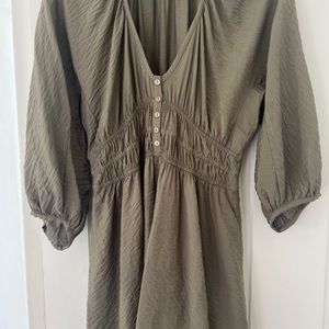 Ba&sh Dress. Olive color. Size 2 French, (US Sz 6). No visible signs of wear.